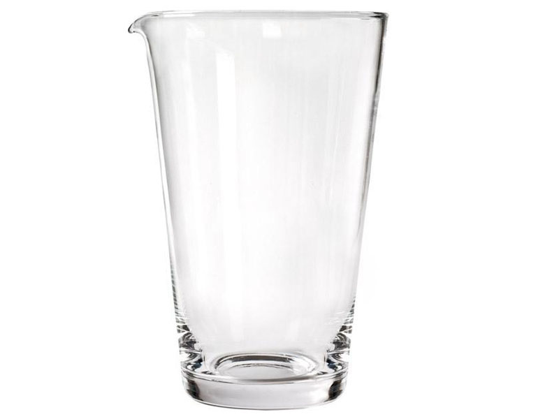 Vaso mezclador de vidrio de 0,95 L de alta calidad con pico vertedor. Altura 19 cm. Diámetro 11,5 cm.