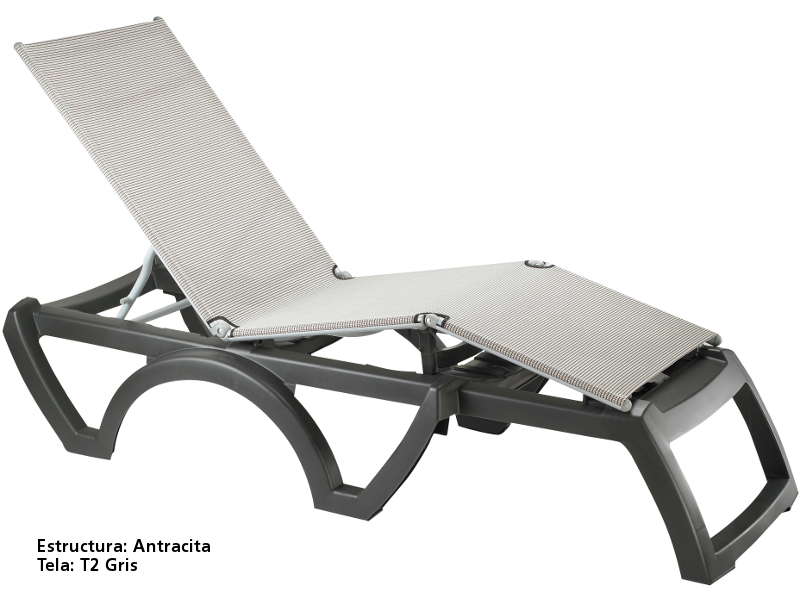 Tumbona Bali antracita tela gris T2