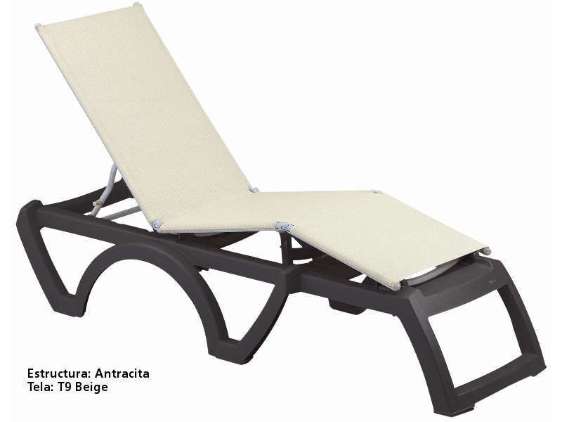 Tumbona Bali antracita tela beige T9