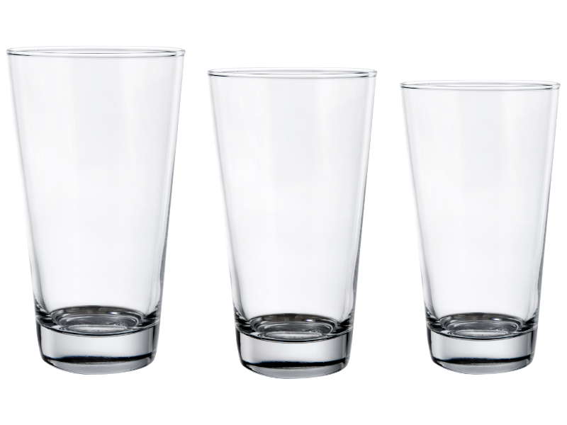 Serie de vasos Belagua de 56 cl, 47 cl, y 33 cl en vidrio tensionado.