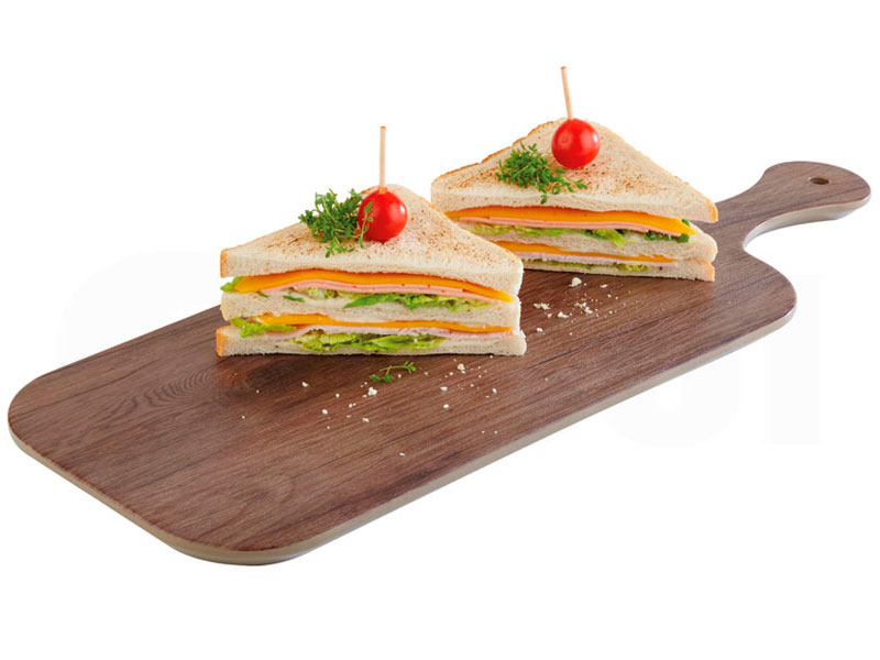Bandeja rectangular de madera y melamina 43 x 29 cm para servir comida,  transportar platos, vasos, alimentos, apta para lavavaji