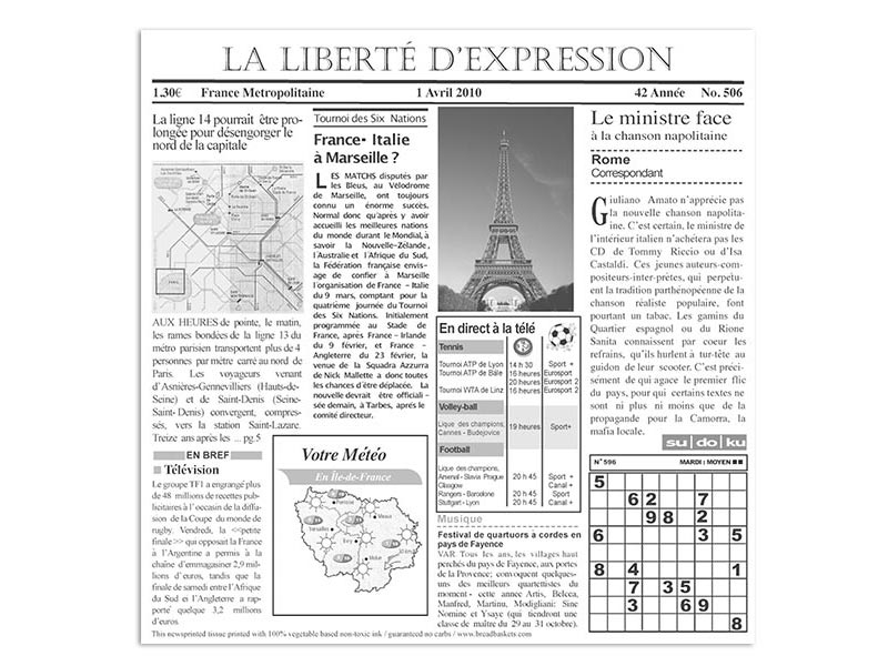 Papel antigrasas tissue liner periódicos