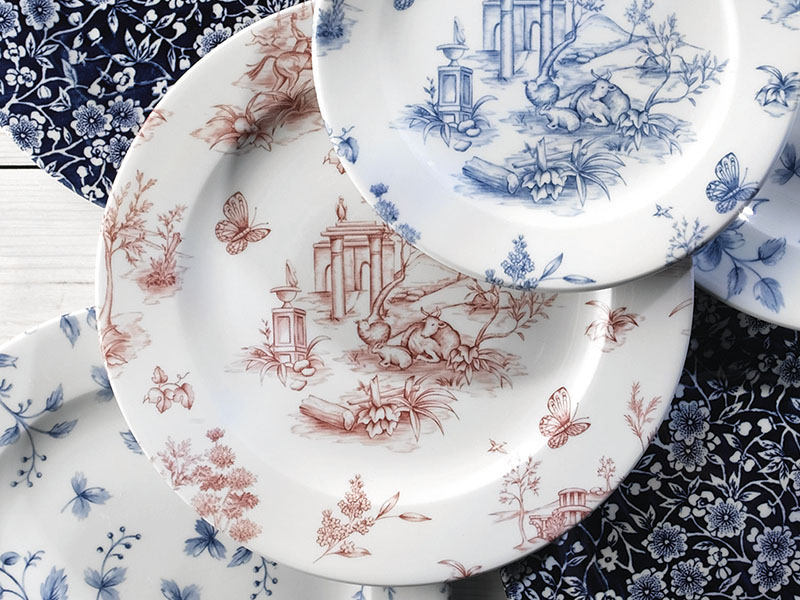 Vintage Prints Toile Cramberry