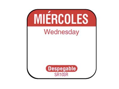 Etiquetas pequeñas despegable días