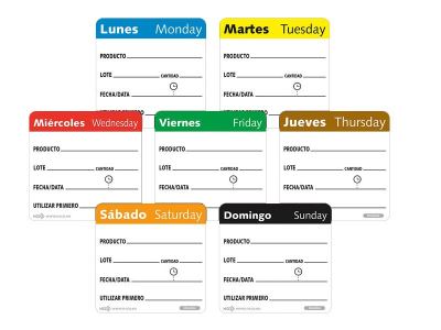 Etiquetas grandes despegable días