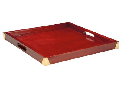 Bandejas madera forradas rojo