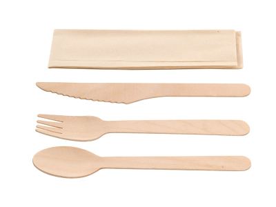 Set cubiertos de madera
