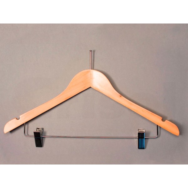 Percha madera con pinzas